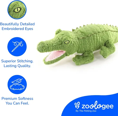 Miniatura 4 de The Petting Zoo Peluche de cocodrilo, regalos para niños, animales de vida silvestre Earth Keeperz, juguete de peluche de cocodrilo verde Zoologee