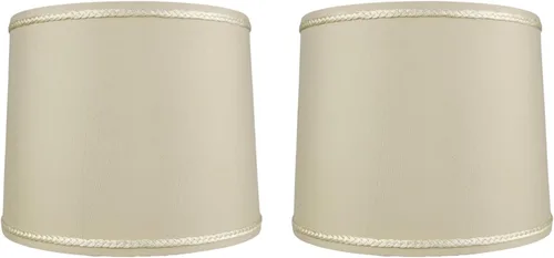 Miniatura 15 de Royal Designs, Inc. HB-641UT-9BG Pantalla de lámpara de tambor poco profundo con tapiz, Uno Fitter, 8 x 9 x 7, beige