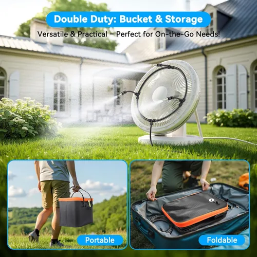Miniatura 3 de Ausic Sistemas de nebulización portátiles, juego de rociadores de refrigeración de agua para exteriores con bomba de agua de 6000 mAh, cubo de 20 L