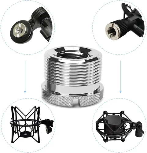 Miniatura 2 de Adaptador de tornillo de micrófono moleteado macho de 5/8 pulgadas a hembra de 3/8 pulgadas para soporte de micrófono de micrófono de 4 piezas