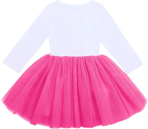 Miniatura 3 de ODASDO Vestido tutú de manga larga con diadema de lazo, 2 piezas para niñas pequeñas con diadema de lazo, 2 piezas