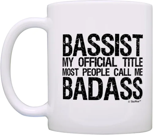 Miniatura 3 de ThisWear Taza de café con diseño de bajo y guitarra, para músico, título oficial, color blanco