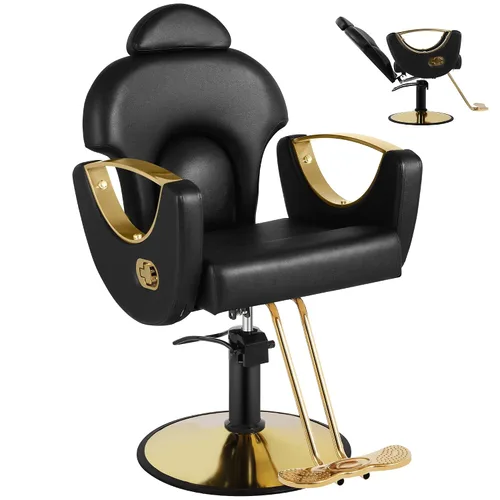 Miniatura 17 de Silla de peluquería de salón, silla de peluquería con bomba hidráulica de altura ajustable, sillas reclinables profesionales, silla de belleza