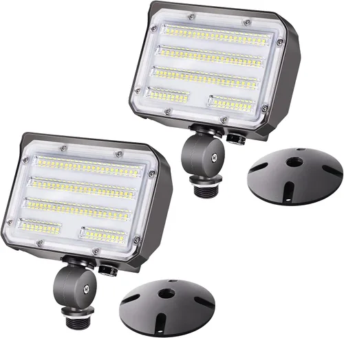 Luz de inundación LED de 40 W, reflector de seguridad para exteriores con base de montaje de nudillos, fotocélula del atardecer al amanecer, luz