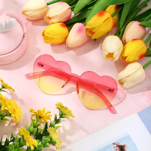 Miniatura 3 de Maxdot - Lentes de sol transparentes sin marco con forma de corazón para fiestas