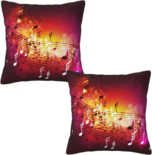 Miniatura 9 de 2 Pack Decorative Throw Pillow Covers 18"x18" Square Cushion Cover Boho Farmhouse Pillowcase for Couch Sofa Bedroom Living Room Home Decor Music