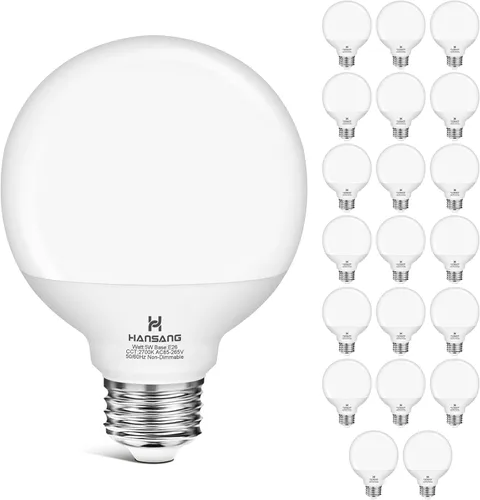 Miniatura 17 de Bombillas LED G25, equivalente a 60 W, baño de luz diurna de 5000 K, base E26, redonda de tocador amigable con los ojos, perfecta para espejo