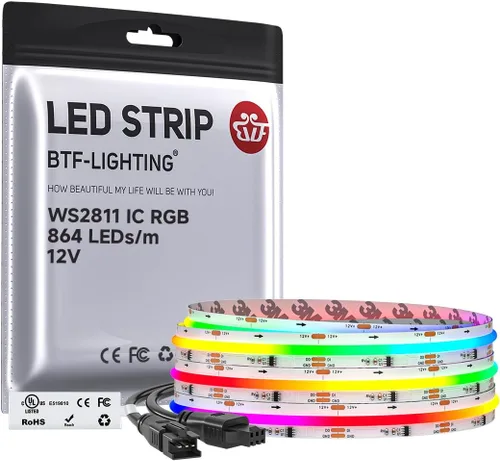 Miniatura 19 de BTF-LIGHTING FCOB WS2811 IC RGB Tira de LED COB 864LED/m Flexible Alta Densidad Luz Uniforme de Perseguida de Color DC12V 5 m 24IC/m 12mm de Ancho