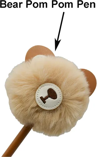 Miniatura 6 de Maydahui 6 bolígrafos de gel con forma de oso de peluche, bola de piel esponjosa, bolígrafo de gel de dibujos animados, 12 recambios de bolígrafo