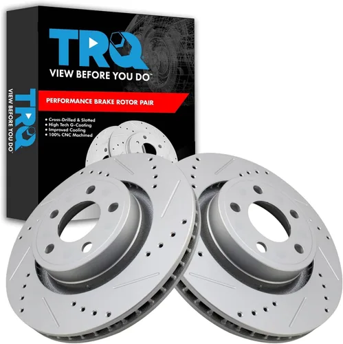 Miniatura 17 de TRQ Juego de rotores de freno de rendimiento trasero con revestimiento G premium compatible con Mazda 6 2014-2021