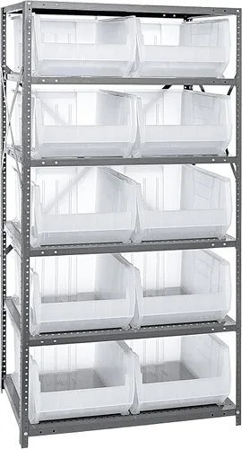 Miniatura 162 de Quantum QSBU-245BK Heavy Duty Shelving Unit with (7) Shelves and (24) QUS245 Black Bins for Garage Warehouse Storage Distribution 400 lb Load
