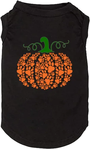 Camiseta divertida de calabaza con bonito perro fantasma y hueso impreso - Pequeña a XXS, Negra - Regalo de otoño