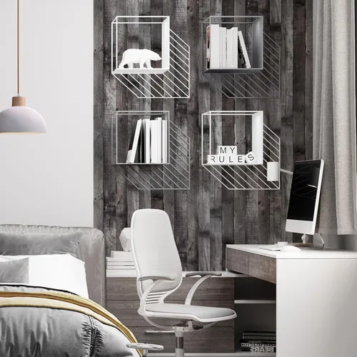 Miniatura 9 de Papel tapiz de madera vintage para despegar y pegar de 17.3"×80" gris/negro, papel de contacto de madera rústica, papel tapiz extraíble, papel
