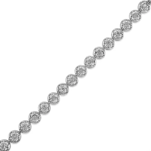 Miniatura 6 de Pulsera de plata de ley 925 de 1,0 quilates con placa milagrosa de 7.0in (I-J, claridad I3)