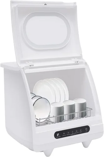 Miniatura 12 de Lavavajillas para encimera, lavavajillas portátil con 5 programas de lavado, lavavajillas compactos con tanque de agua integrado de 7 L, tanque