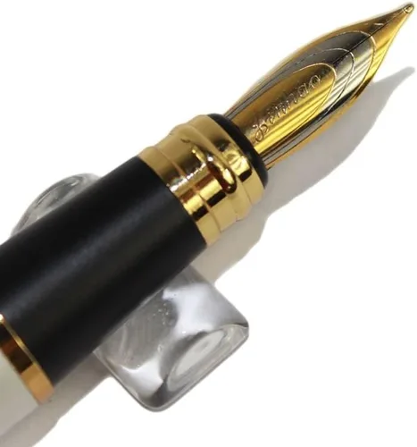 Miniatura 3 de Gullor Pluma estilográfica Jinhao 500 línea blanca tallado patrón pluma con clip dorado