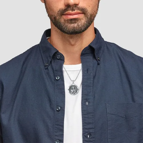 Miniatura 100 de CEKAMA - Collar de plata de ley 925 con dije de amuleto para hombres y mujeres, con cadena de 0.098 in, 22 pulgadas + 2 pulgadas