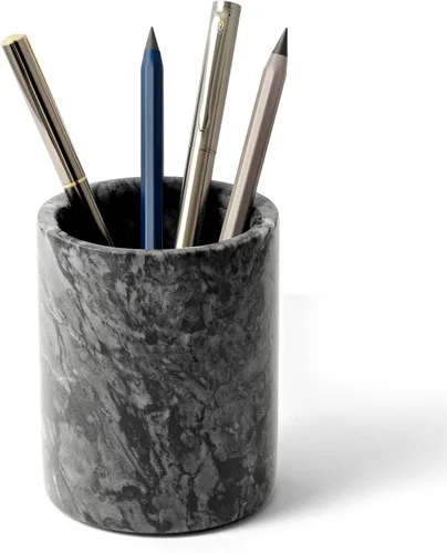 Miniatura 7 de Soporte para bolígrafos para escritorio, piedra de travertino natural, soporte para brochas de maquillaje, vaso moderno y funcional para lápices