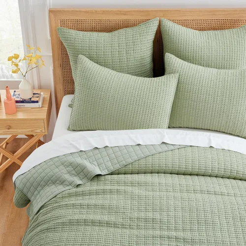 Miniatura 142 de Levtex Home Mills Waffle - Juego de colcha King (122 x 106 pulgadas) con 2 fundas de almohada (36 x 20 pulgadas) - Rubor - Juego de colcha de Blush