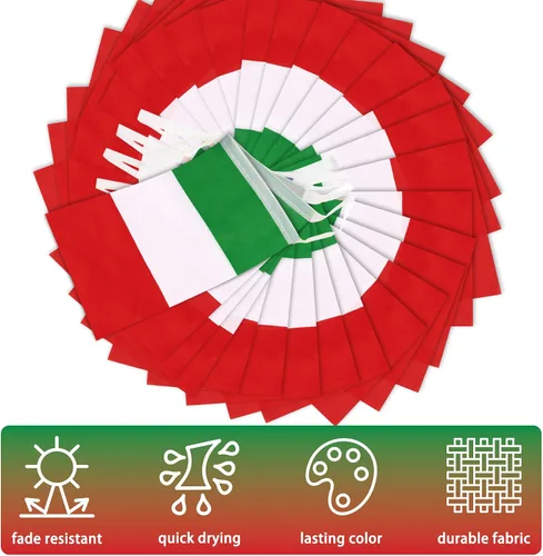Miniatura 4 de Bandera de cuerda de Italia, pequeña mini bandera de escarapela italiana, decoración nacional del país para escuela, fiesta, eventos deportivos
