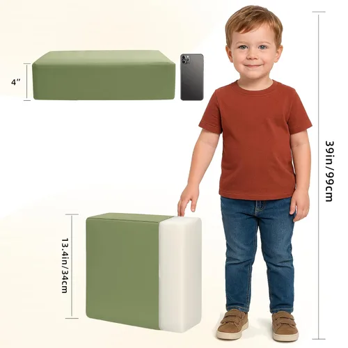 Miniatura 5 de Eiury Asiento elevado para mesa de comedor, asiento elevador para silla de cocina, cojín de poliuretano impermeable con correas de hebilla Verde