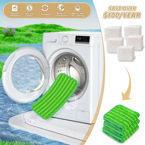 Miniatura 4 de Almohadillas reutilizables para trapeador compatibles con trapeadores Swiffer: almohadillas húmedas de microfibra Papclean rellenan paños de barrido