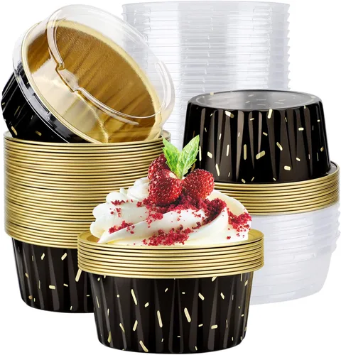 Miniatura 38 de EUSOAR Forros para cupcakes para hornear, 50 forros para magdalenas de 5 onzas, moldes de papel de aluminio desechables, recipientes de postre, 5