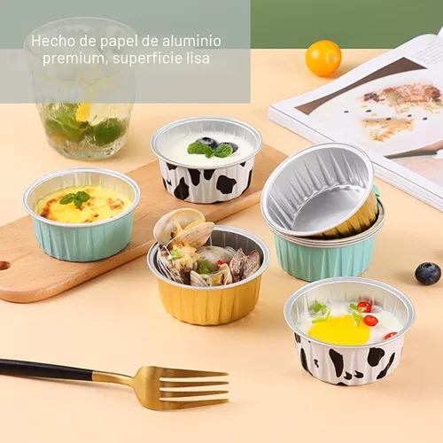 Miniatura 3 de Mini tazas de papel de aluminio para hornear cupcakes con tapas (40 piezas, 5 oz), forros redondos de papel de aluminio para cupcakes, moldes