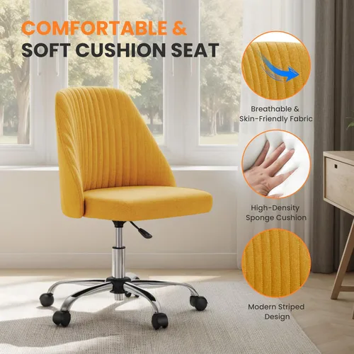 Miniatura 3 de Simple Deluxe Silla de escritorio de oficina sin brazos, moderna y bonita, silla giratoria cómoda, sillas de oficina en casa con ruedas, altura