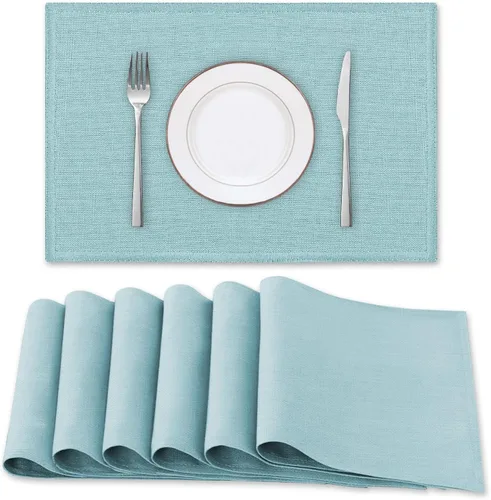 Miniatura 9 de H.VERSAILTEX Juego de 4 manteles individuales de lino de alta calidad para mesa de comedor, a prueba de derrames, impermeables, resistentes al