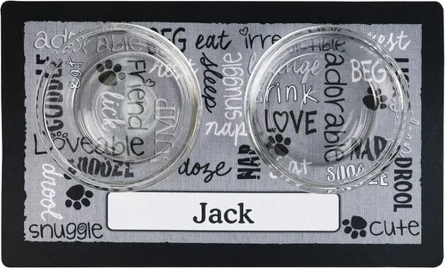 Miniatura 2 de Drymate Mantel individual personalizado para tazón de mascotas, tapete personalizado de alimentación de alimentos para perros y gatos, tela Lino