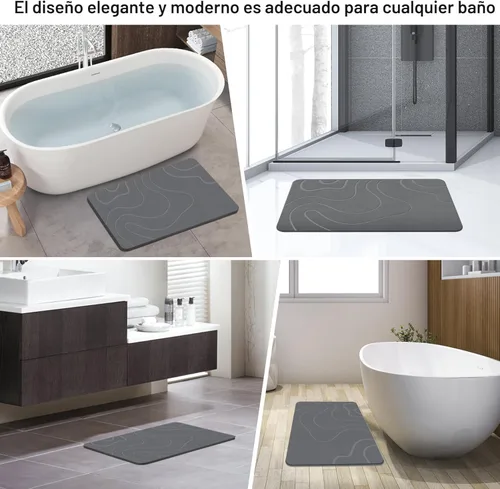 Miniatura 5 de ZIKIBL Alfombra de Baño de Piedra de Tierra de Diatomeas Alfombra de Ducha Antideslizante Súper Absorbente Alfombras de Piedra de Diatomita