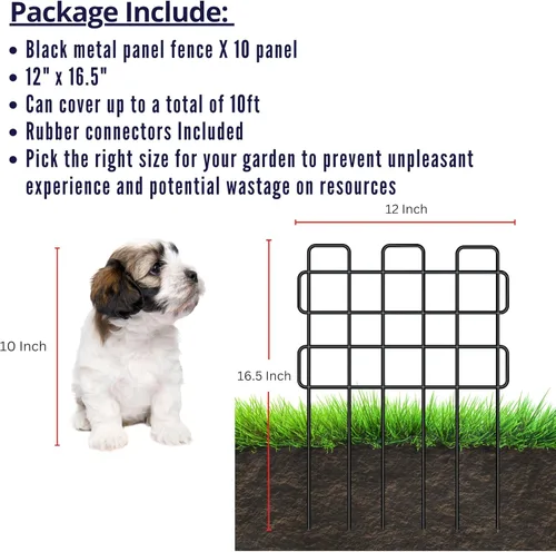 Miniatura 2 de ShopLaLa Valla de jardín para animales (10 paneles) de 12 pulgadas de largo x 16.5 pulgadas de alto, valla de alambre de metal blanco pequeña