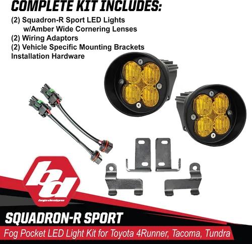 Miniatura 5 de Baja Designs Squadron-R Sport - Kit de luces LED antiniebla para Toyota Tacoma 2012-24, Tundra 2014-24, 4Runner 2010-24, juego de 2 luces LED