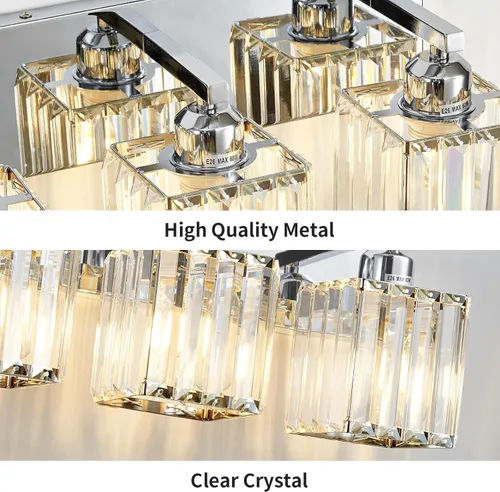Miniatura 4 de Moderna lámpara de tocador de baño de 3 luces de cristal cromado moderno sobre espejo cromado iluminación de tocador de cristal aplique de pared