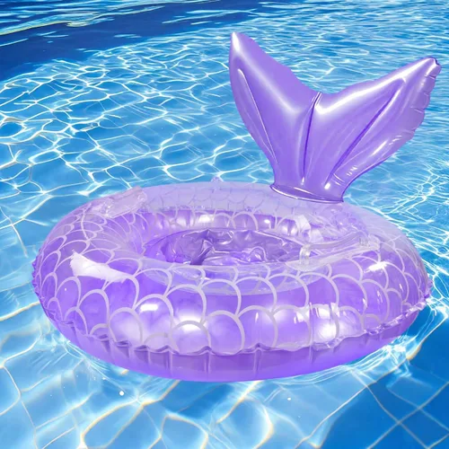 Miniatura 6 de Flotador de piscina para bebé, anillo inflable de sirena con asa de asiento, flotadores de piscina para bebés y niñas pequeños Morado