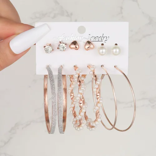 Miniatura 6 de Juego de 45 pares de aretes de aro dorados para niñas y mujeres, juego de aretes gruesos trenzados pequeños y grandes, aretes para mujer, paquete