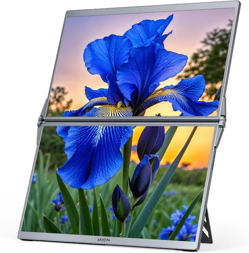 Miniatura 9 de ARZOPA Monitor portátil dual de 15.6 pulgadas para laptop, plegable, apilable, FHD 1080P, extensor IPS 100% sRGB, conectividad USB C y HDMI, soporte