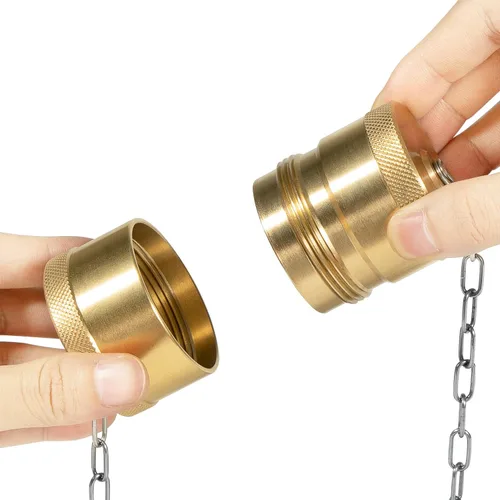 Miniatura 3 de Juego de tapones y tapón macho y hembra para acoplador estilo ala de línea húmeda de 1 pulgada, tapa antipolvo de latón con cadena de acero, 1