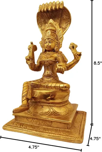 Miniatura 6 de GURU JEE™ Estatua de latón de la diosa india del sur Durga Mariamman sentada para Puja Mandir Regalos Decoración del hogar