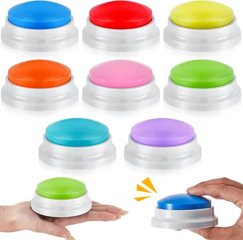 Miniatura 10 de Honoson 8 Piezas de Botones de Respuesta Grabables para Juegos de Trivia, Botones de Timbre de Grabación, Regalos para Regreso a Clases, Equipo