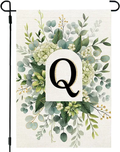 Miniatura 8 de CROWNED BEAUTY Bandera de jardín con monograma, letra inicial A de 12 x 18 pulgadas, doble cara para Outsdie, pequeña flor de primavera, apellido