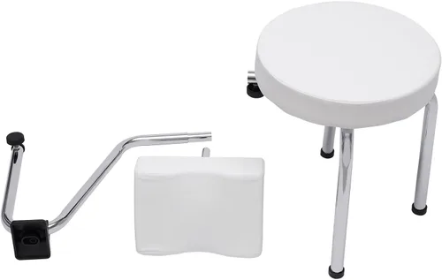 Miniatura 9 de Silla de pedicura moderna, altura ajustable y longitud de hierro y PVC, para el hogar, spa, salón de belleza (blanco)