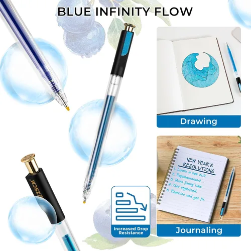 Miniatura 5 de ZSCM Bolígrafos de gel retráctiles con purpurina, 12 colores de gran capacidad, tinta de gel metálica con purpurina azul, punta fina de 0.039 in