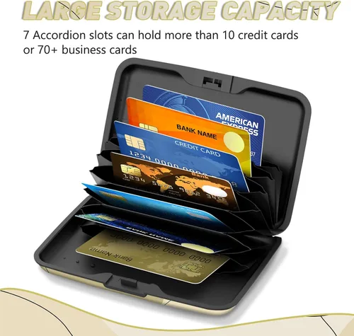 Miniatura 4 de ToLuLu Portador de Tarjetas de Crédito, Mini Billetera Pequeña de Aluminio RFID para Tarjetas, Estuche Delgado de Metal para Tarjetas