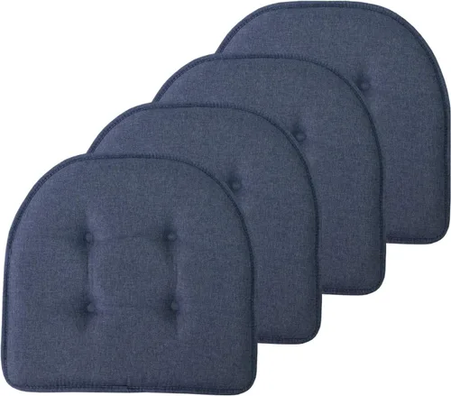 Miniatura 137 de Sweet Home Collection - Cojín de espuma viscoelástica para silla con capitoné, antideslizante, parte trasera de goma, en forma de U, 17 x 16 Piel