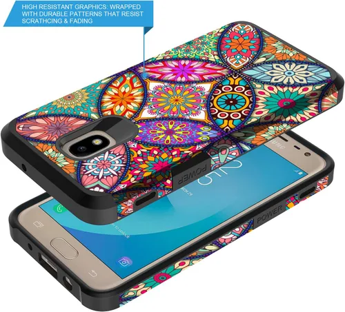 Miniatura 3 de Compatible con Samsung Galaxy J7, funda híbrida gráfica colorida armadura para SM-J737 (mandala colorido)