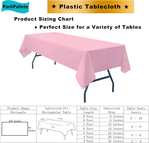 Miniatura 6 de Paquete de 3 manteles de plástico premium negros desechables de 54 x 108 pulgadas. Mantel rectangular desechable para mesas de fiesta