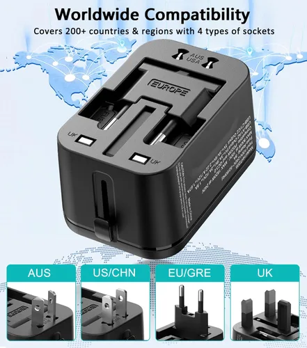 Miniatura 3 de Adaptador de enchufe de viaje europeo, regleta de viaje para Estados Unidos a la UE Francia Alemania Islandia España Italia, adaptador de corriente