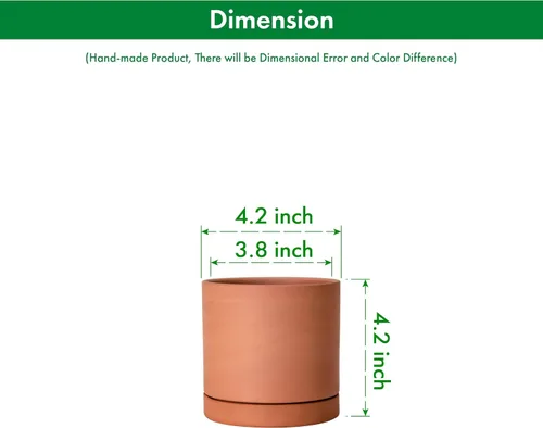 Miniatura 3 de D'vine Dev Maceta de Terracota Extra Pequeña de 4 Pulgadas con Orificio de Drenaje y Platillo, Maceta Cilíndrica Redonda para Plantas